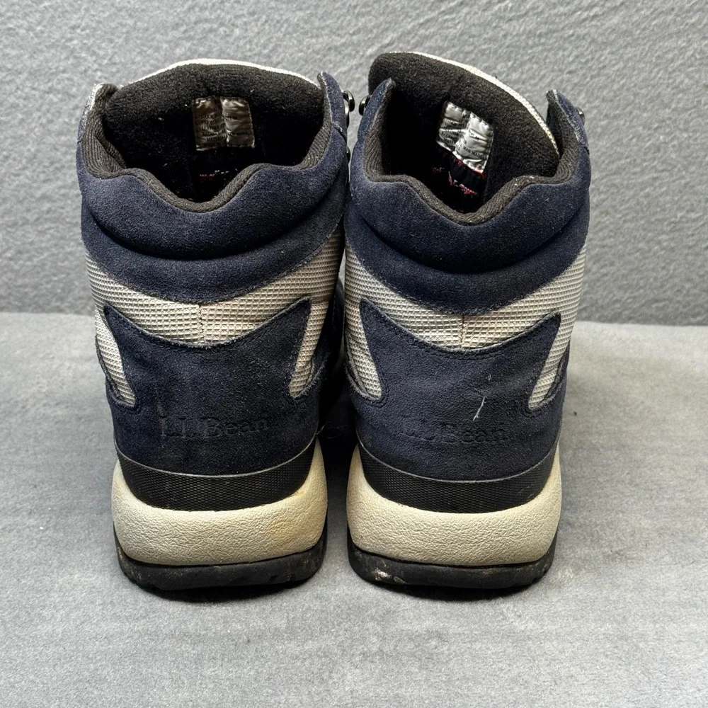 LL Bean Mens Primaloft Snow Boots Navy Blue Leather Winter 12 Wide ND71 06